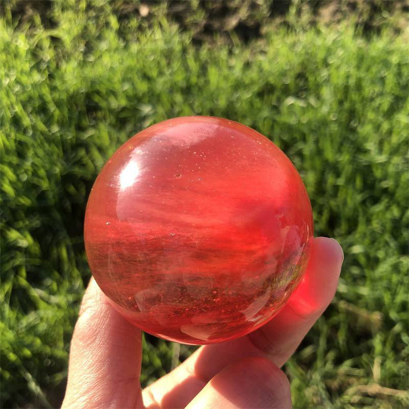 60mm Natural Healing Red Smelting Stone Ball Quartz Crystal Sphere
