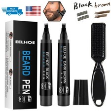 Waterproof Beard Pencil Filler Hair Grower Long Last Moustache Eyebrow Brush Pen