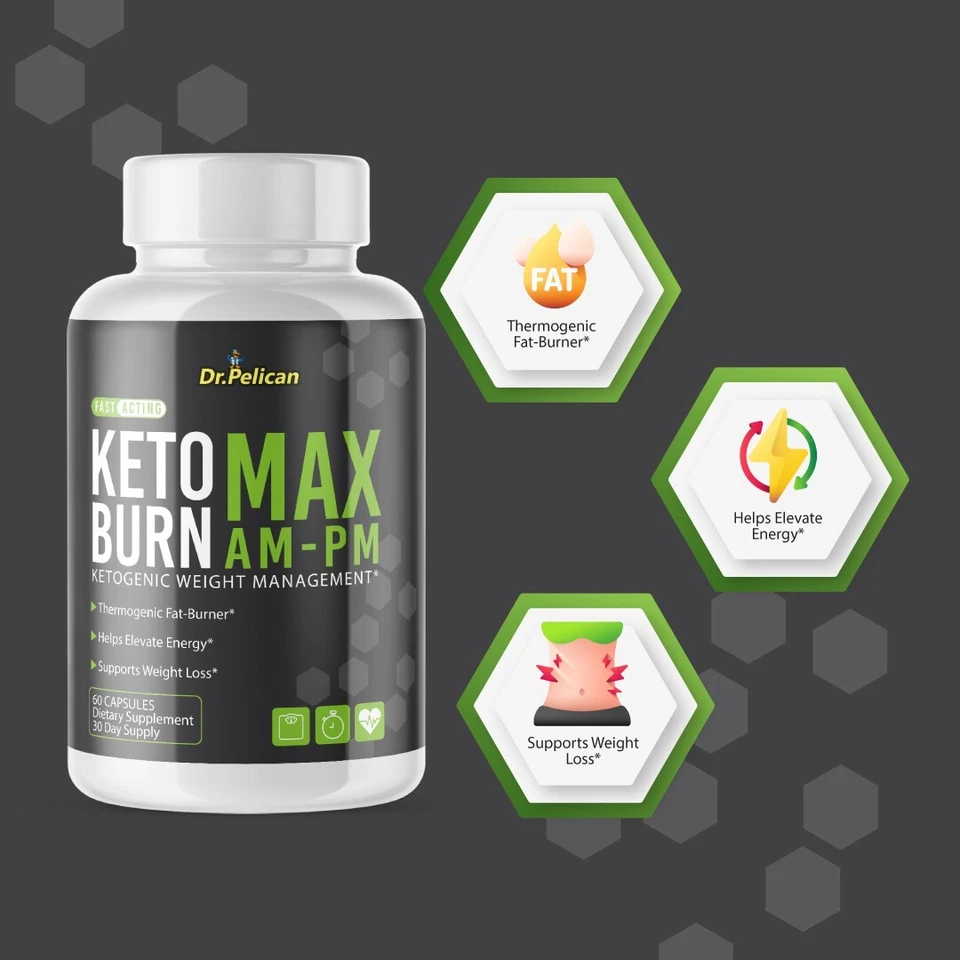 Keto Burn MAX AM-PM - Apoyo al metabolismo, suplemento para control de peso - 12 botellas Foto 2 de 4