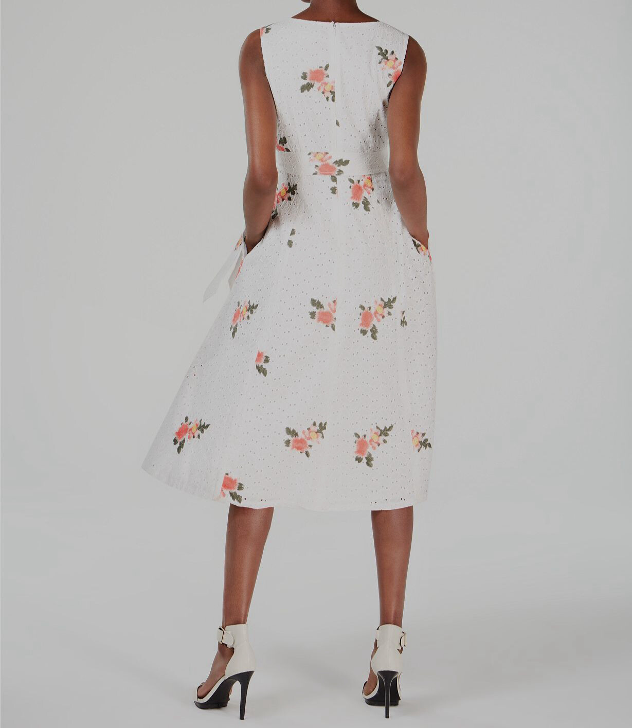 calvin klein embroidered fit and flare dress