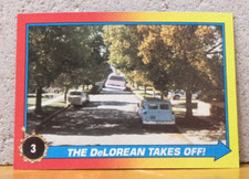 VINTAGE BACK TO THE FUTURE II TRADING CARD - THE DeLOREAN TAKES OFF!