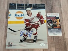 JSA Kirk Maltby Signed 8x10 Photo File COA Detroit Red Wings Cup Oilers Canada B