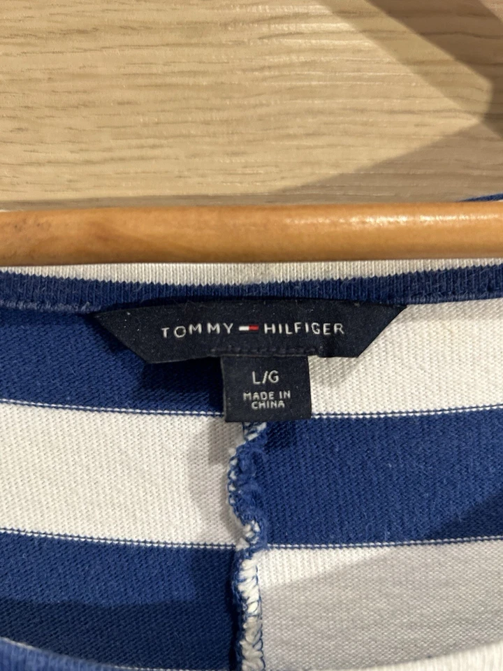 Robe Tommy Hilfiger à rayures bleues et blanches L - Photo 3/4
