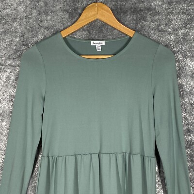 Love Fire Dress Women XS Extra Small Green Smocked Shirred Boho Gypsy Festival