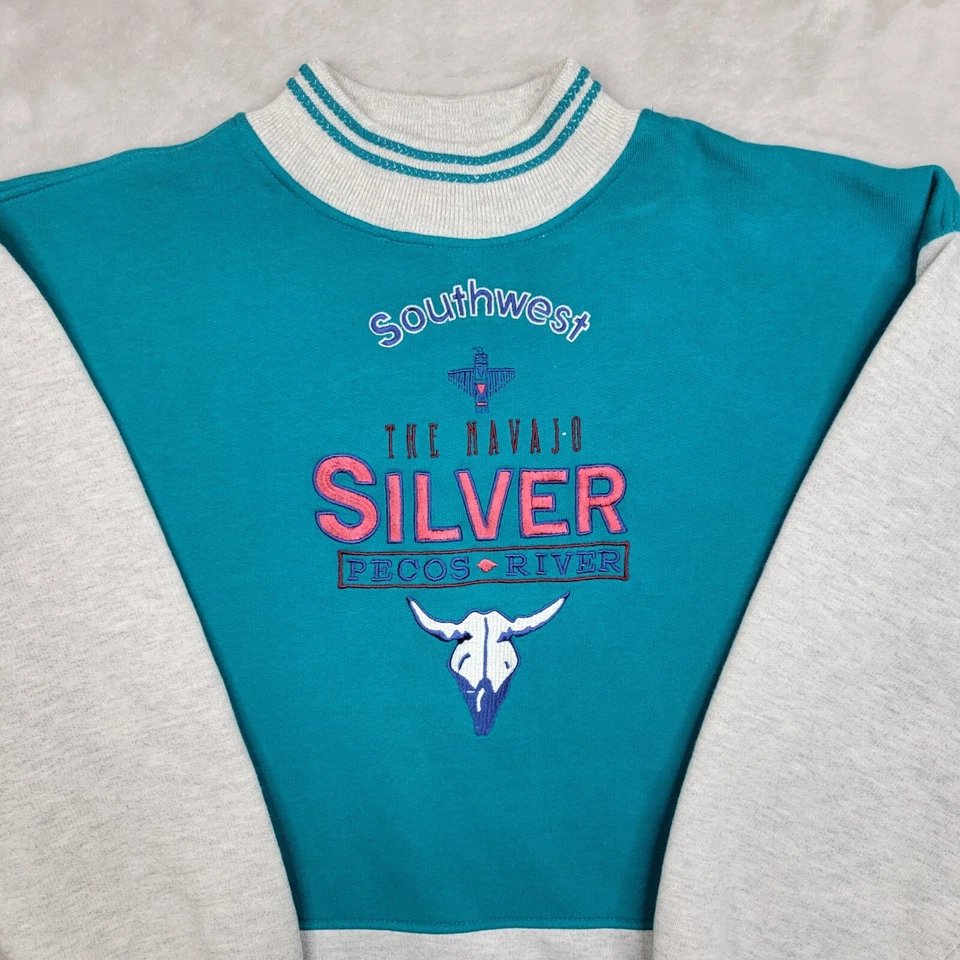 IZOD Suéter Niños XL Sudadera Vintage Azteca Tribal Navajo Plata Pecos River Foto 2 de 4