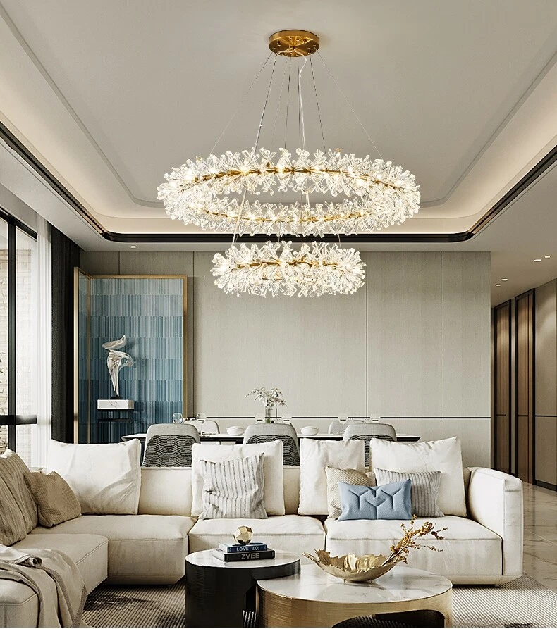 Candelabro moderno luxuoso dourado metal cristal luminária guirlanda lâmpada vaga-lume - Imagem 4 de 4