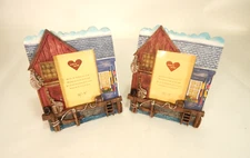 Set of 2 Polyresin Photo Frames Nautical  "Seaside Fisheries" 3.5 x 5"