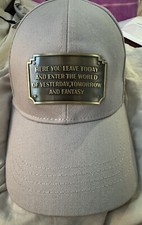 Disney Park Adult Base Ball Hat Cap Metal Entrance Plaque “Here You Leave Today”