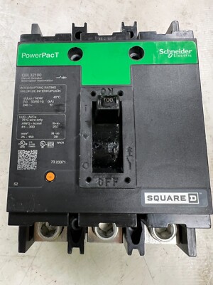   SQUARE D 100 AMP POWERPACT CIRCUIT BREAKER 3 POLE 240 VAC QBL32100