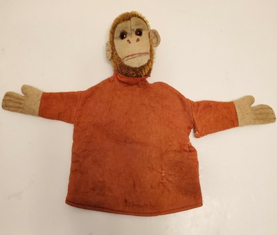 Monkey Hand Puppet Felt Shirt Vintage 