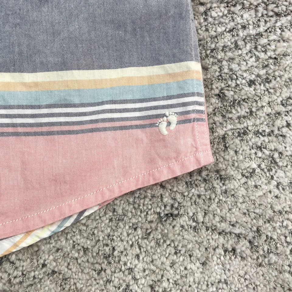 Hang Ten Shirt Men XL Button Short Sleeve Logo Embroidered Pastel Stripe Pockets - Image 3 of 4