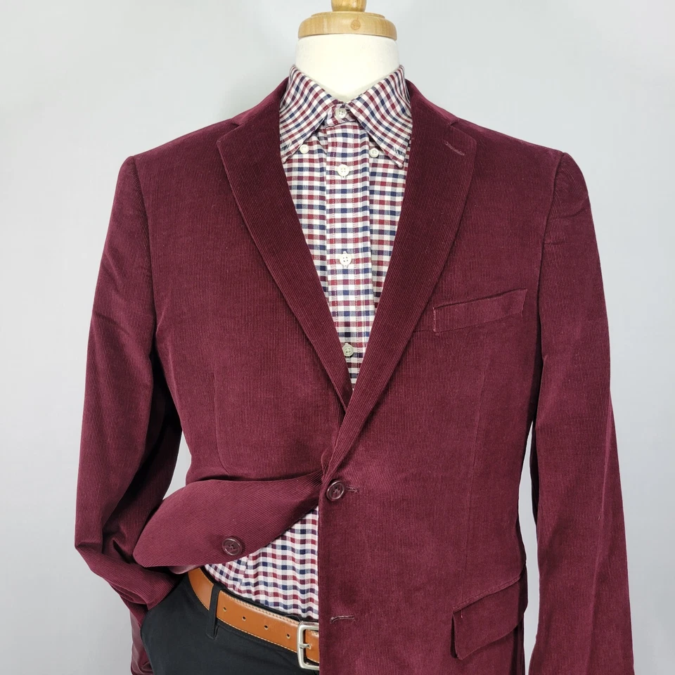 Abrigo Blazer Deportivo Adolfo Para Hombre Dos Botones Pana Marrón Oscuro Algodón Talla 44R Foto 2 de 4