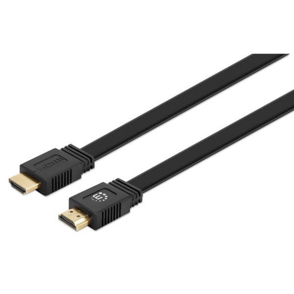 Manhattan Cavo HDMI High Speed With Ethernet Piatto 0.5m nero