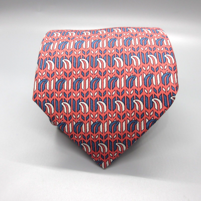 Hermes Men's Silk Tie Pink Blue 7354 PA Geometric | eBay