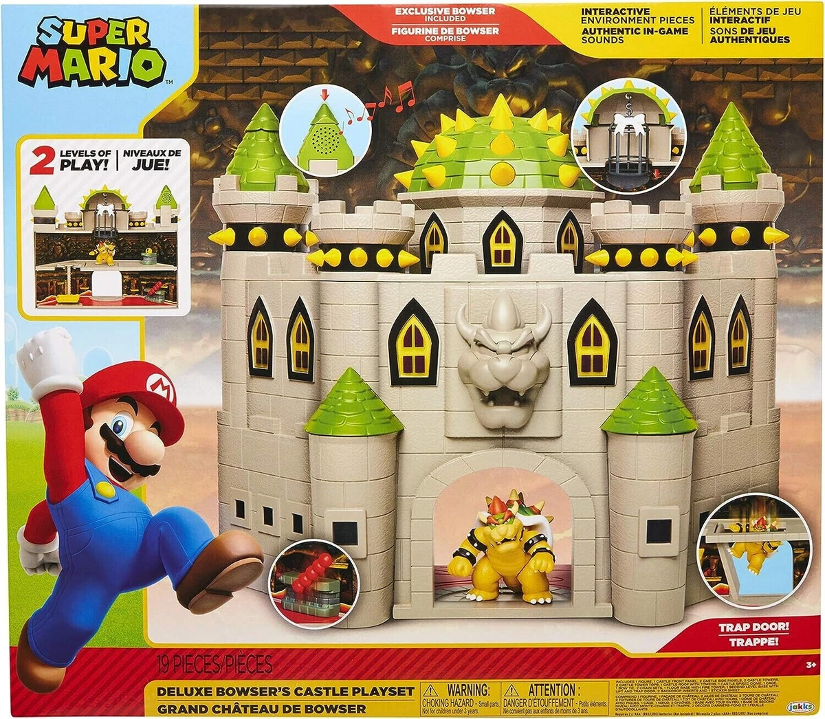 Super mario deluxe cheap bowser's castle playset