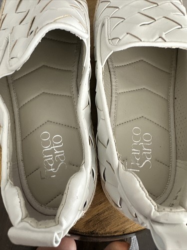 Franco Sarto Größe 8,5 elegante weiße Plateau-Freizeitschuhe mit Korbgewebe - Bild 5 von 9