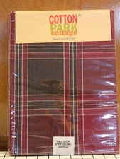 Cotton Park Cottage Cotton Tablecloth Vineyard Plaid 52" x 70" oblong NEW