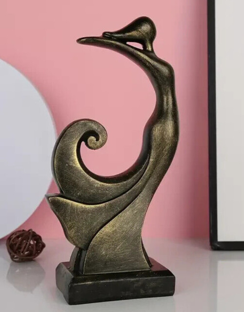 NEW Bronze-Style Woman Dancer Abstract Art Deco Resin Figurine Sculpture 8hx4w