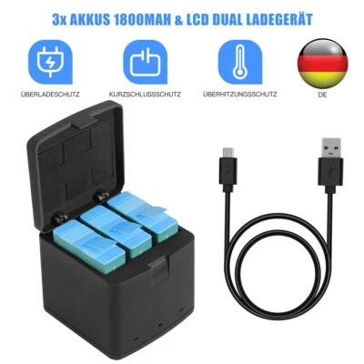 CREABEST 3x 1800mAh AHDBT-901 Akku +Ladegerät Für GoPro Hero 9 Hero 10 11 Black ADBAT-001