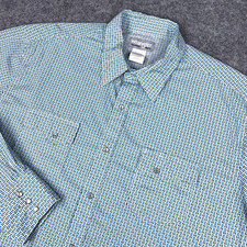 Wrangler Shirt Mens 2XL Blue Print Western Pearl Snap Long Sleeve Wrancher Rodeo