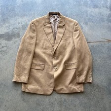 Chaps Est 1978 Mens Tan Faux Suede Blazer Two Button Sport Coat Jacket 44R