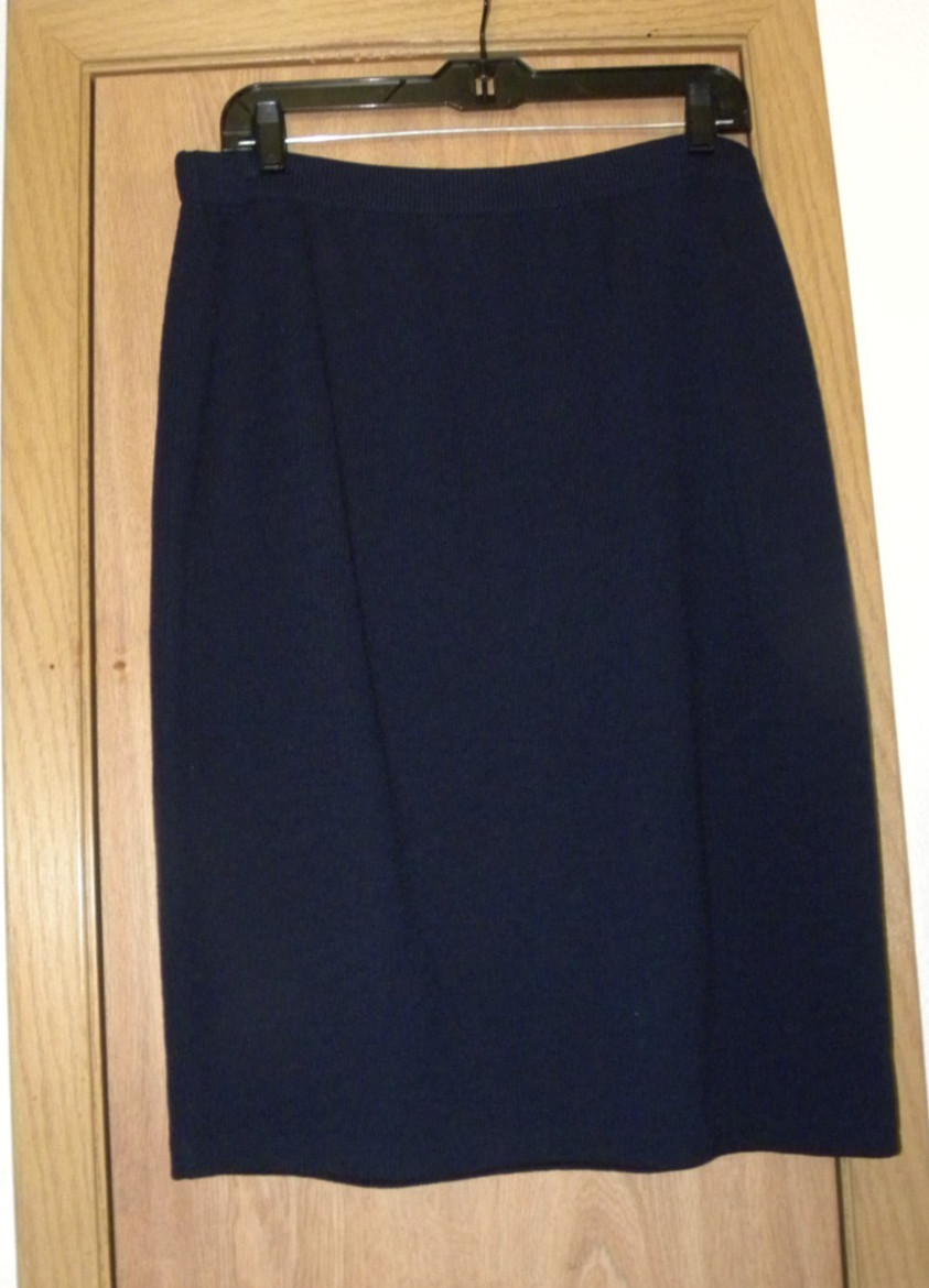 St John Collection By Marie Gray Navy Santana Knit Pencil Skirt Size 12