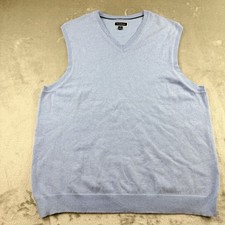 Club Room Men's XL V-Neck Sweater Vest Light Blue Cotton Blend