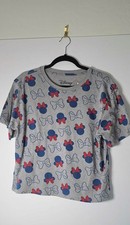 Camisa corta cuadrada gris XL gris con moño Disney Minnie Mouse nueva con etiquetas