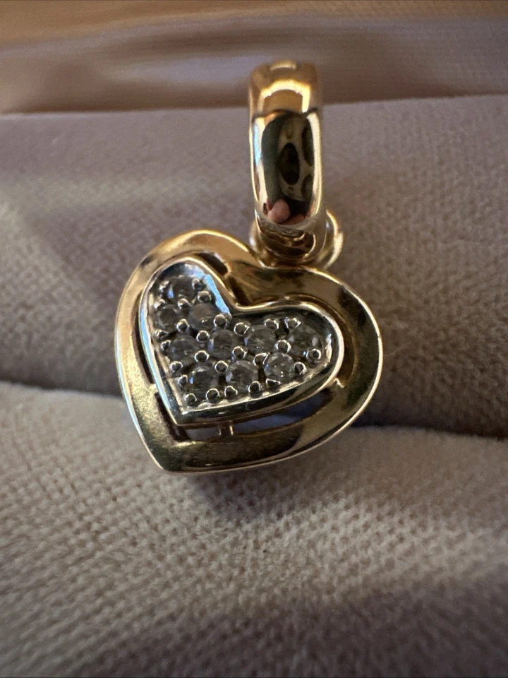 Anhänger Herz mit Diamanten,Gg 585,23 mm Länge Inkl. Öse,Herz 12x12mm, 3,5 Gramm