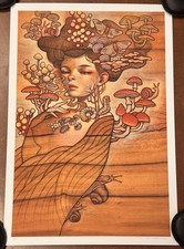 Audrey Kawasaki Art Print Amanita S/# 200 Asian Impressionism Mycology Mushroom