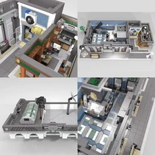 Bank and Coffee Shop Modern Architecture 3967 Pcs Modular Building for Adults
