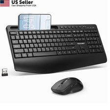 TECKNET Wireless Keyboard and Mouse Combo, Full Size Ergonomic Black