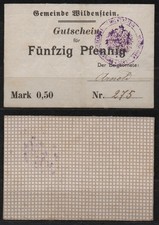 [30932] - Auf KATTUN: NOTGELD WILDENSTEIN (heute: Wildenstein), Gemeinde, 50 Pf,