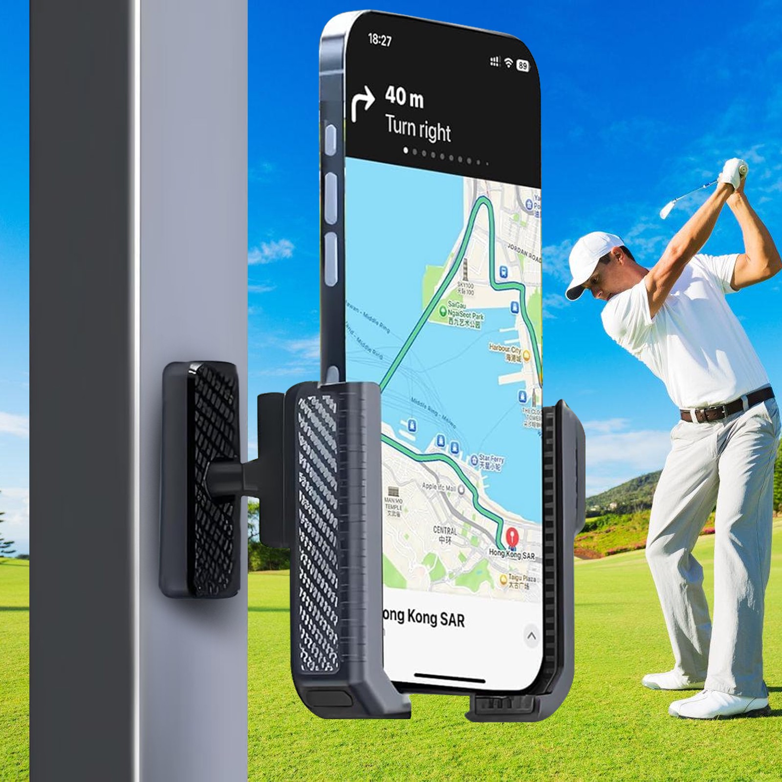 Magnetic Golf Cart Phone Holder for iPhone Samsung 360&deg; Adjustable Tractor Mount