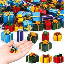 Bucherry 100 Pcs Christmas Miniature Ornaments Kit - Mini Boxes Ornament DIY... 