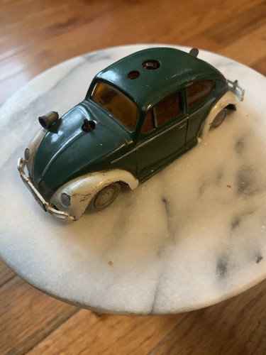 Schuco 3000 Green VW Volkswagen Beetle Bug Police Car Wind Up (Estate Find)