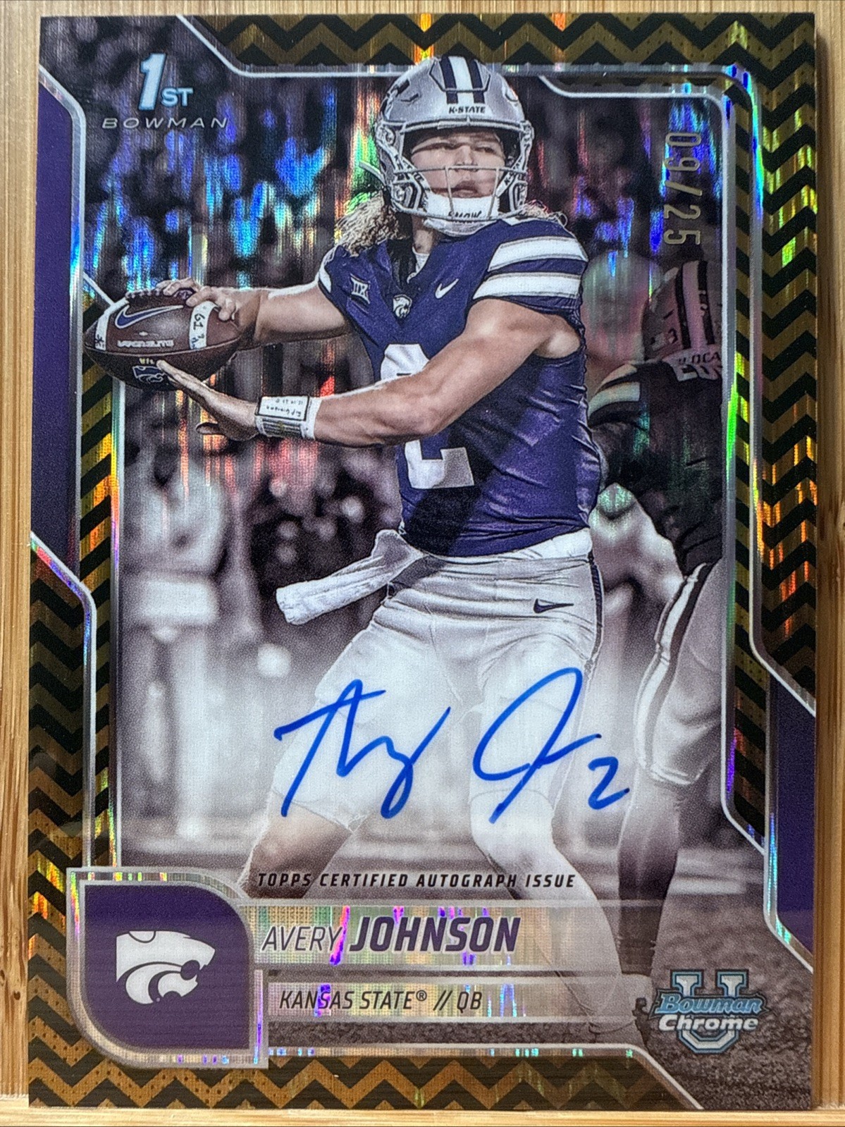 Avery Johnson 2025 Bowman U Chrome 1st Black & Gold Stealth Auto /25 KSU #BCA-AJ