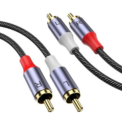 Cinch-Kabel 2m, geflochten, Audiokabel für Heimkino, Hi-Fi, Verstärker,