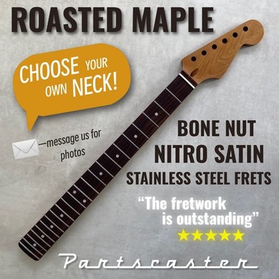Gebratener Ahorn Palisander Hals für Stratocaster Strat / SS Bünde / Nitro / Knochenmutter