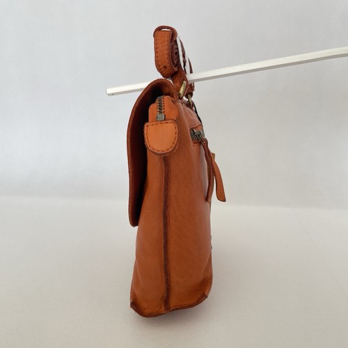 Marta Ponti Portugal Smooth Leather Flap Over Rustic Crossbody Bag Burnt Orange - Picture 9 of 18