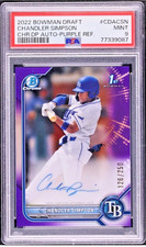 2022 BOWMAN DRAFT CHR DP AUTO PURPLE REF 126/250 #CDACSN CHANDLER SIMPSON PSA 9