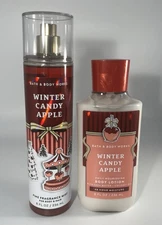 Bath & Body Works WINTER CANDY APPLE Fragrance Mist & Body Lotion Set NEW
