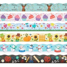 Bulletin Board Decorations Multicolor 6 Rolls 234 ft Scalloped Classroom Borders