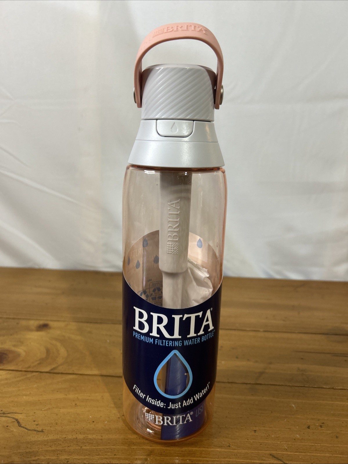 BRITA Blush Pink 26oz Premium Filtering Water Bottle with Filter Inside New