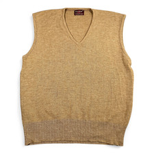 Vintage Kingsport Sweater Vest Adult MEDIUM Brown V Neck Knit USA Made 70s