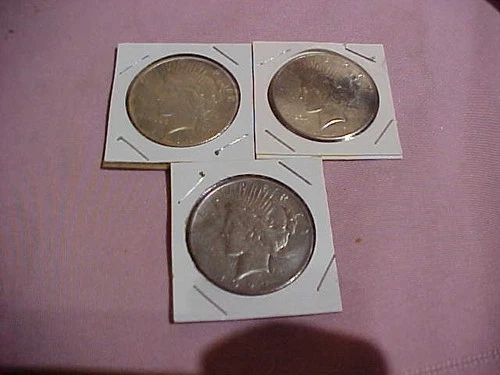 Lot (3) Silver Peace Dollars 1924-P, 1926-S, 1927-D,  X-Fine, AU BU