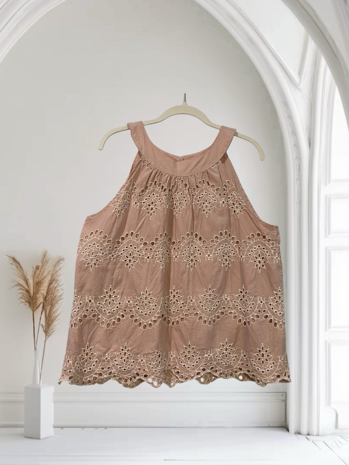 Adiva Top Women’s Size XL Haler Embroidered 100% Cotton Boho Summer Beachy