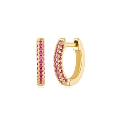 Women Huggie Earrings Gold Hoop Ear Stud Cuff Rosy Red Diamond Ha