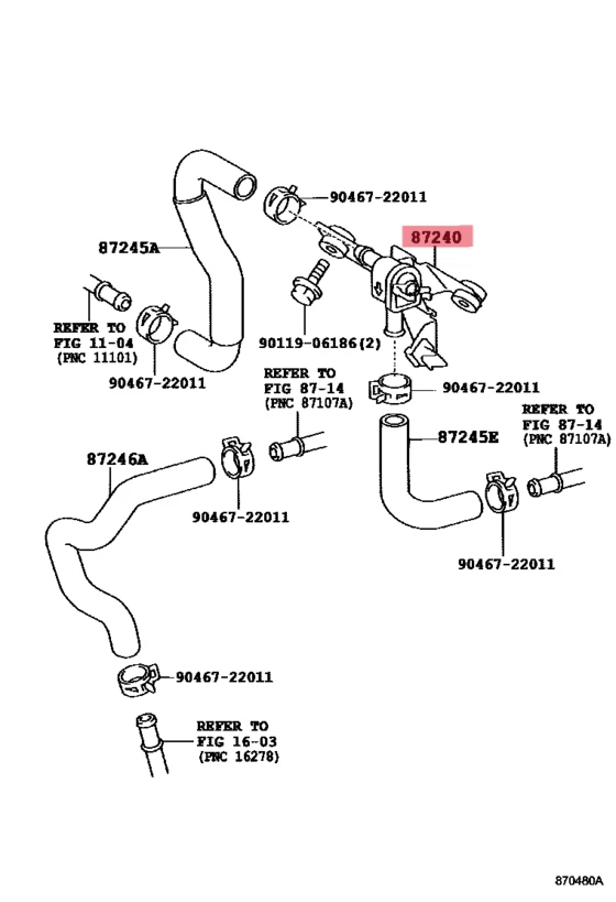 Toyota Genuine Mark II Chaser Cresta JZX100 Heater Water Valve OEM 87240-22370 - Image 2 of 2