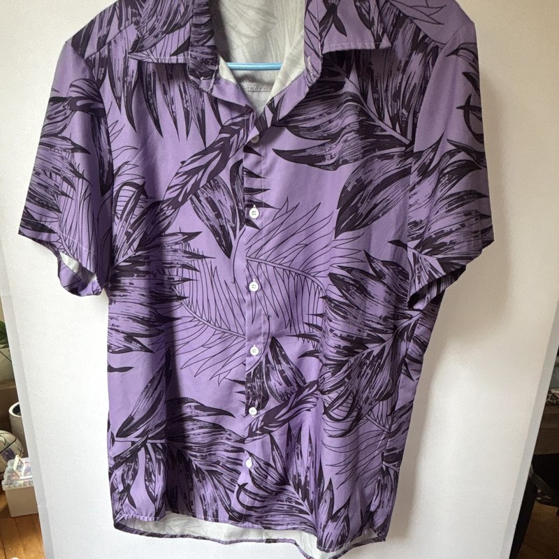 Men's Dress Shirt Floral Purple Hawaiian Beach Golf Cruise